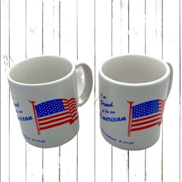 4th of July Vintage 9-11 Cups Set of Two Patriotic I'm Proud to Be An American M - Picture 2 of 9